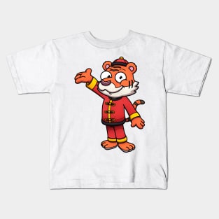 2022 Chinese New Year Cute Tiger In Chinese Costume Kids T-Shirt